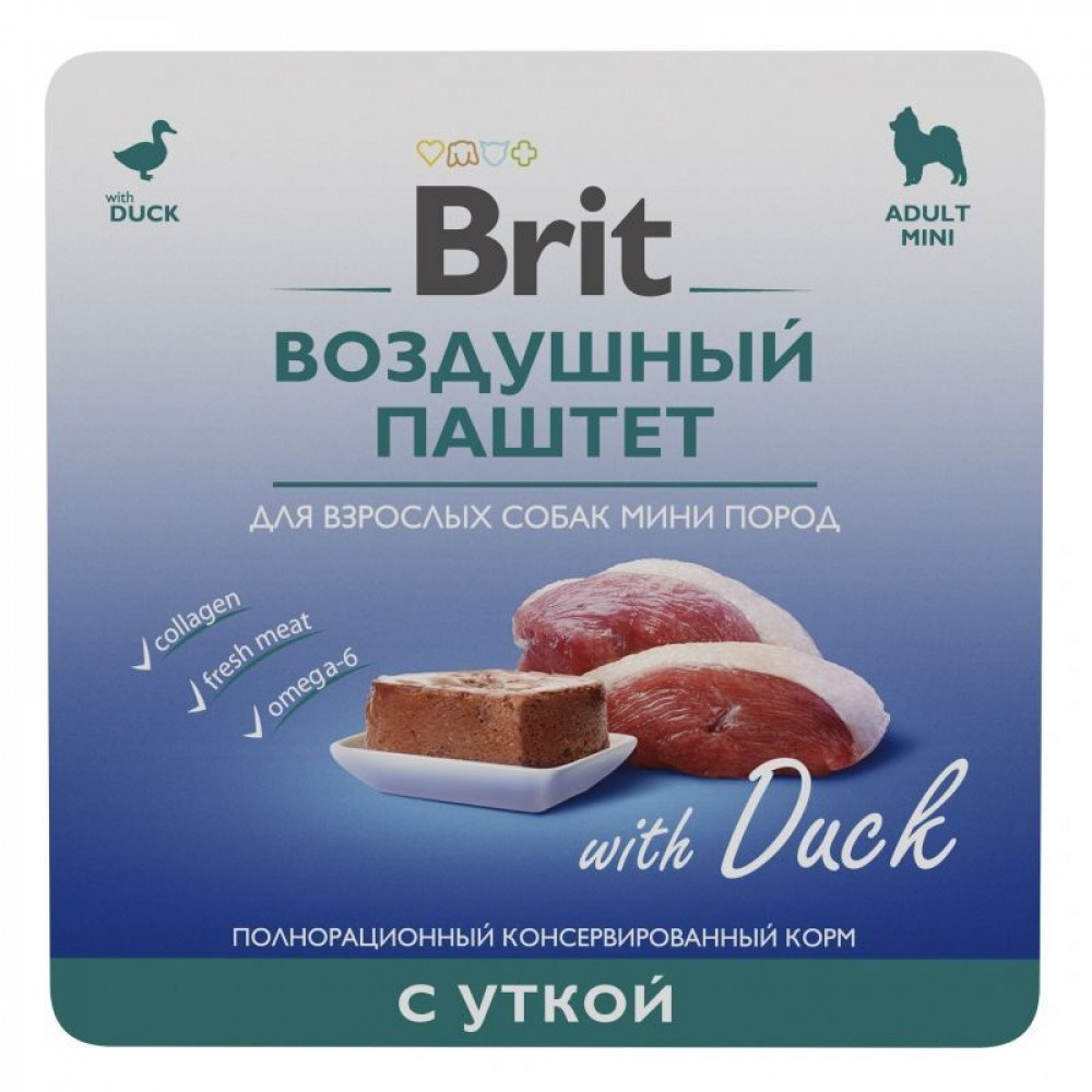 BRIT Premium Воздушный паштет Утка для взрослых собак мини пород, 100 гр. BRIT