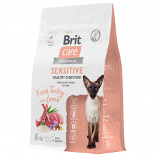 Brit Брит Care Cat Sensitive Healthy Digestion Индейка и Ягненок д/взр.кош, 0,4 кг, Чувст.пищ