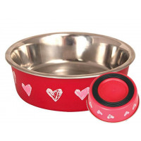 Миска металлическая на резинке Сердца, 0,45л, Triol