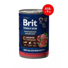Brit Premium by Nature 410г консервы с мясным ассорти с потрошками для собак всех пород