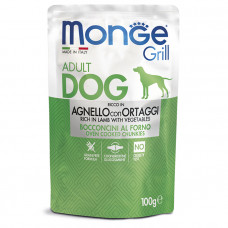 Monge Dog Grill Pouch паучи для собак ягненок с овощами 100 г , Монж для собак, консервы, паучи