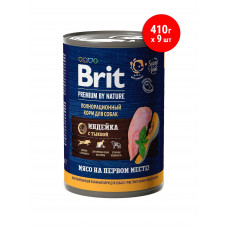 Brit Premium by Nature 410г консервы с индейкой с тыквой для взрослых собак всех пород с чувствительным пищеварением