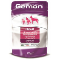 Gemon Dog Adult пауч кусочки говядины с ветчиной 100г