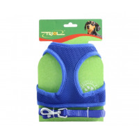 Мягкая шлейка-жилетка с поводком неоновый желтый.обхват груди 400 мм. поводок 15*1200 мм