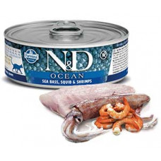 Farmina N&D Cat Ocean Консервы сибас, кальмар и креветки 80г