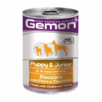 Gemon Dog Puppy&Junior Chicken 415 г банка для щенков кусочки курицы с индейкой