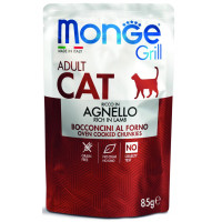 Monge Cat Grill пауч для взрослых кошек  кусочки в желе с новозеландским ягненком 85 гр , Монж