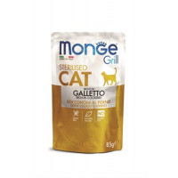 Monge Cat Grill пауч для стерелизованных кошек кусочки в желе с итальянской курицей 85 гр , Монж