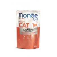 Monge Cat Grill пауч для котят  кусочки в желе с норвежским лосем  85 гр , Монж