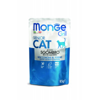 Monge Cat Grill пауч для пожилых кошек кусочки в желе с эквадорской макрелью 85 гр , Монж