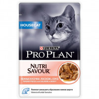 Pro Plan House Cat с лососем в соусе 85 г пауч для домашних , Проплан для кошек (консервы, паучи)
