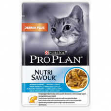 Pro Plan Derma Plus с треской в соусе 85 г для шерсти , Проплан для кошек (консервы, паучи)