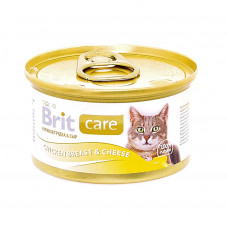 Brit консервы для кошек с куриной грудкой и сыром 80 г , Брит