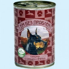 ЕМ БЕЗ ПРОБЛЕМ Консервы для собак Говядина с сердцем и печенью 410г
