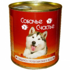 Собачье Счастье Консервы для Собак Говядина с Потрошками в Желе 410 г