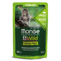 Monge Cat Bwild Grain free пауч для стерилизованных кошек из кабана с овощами,85 гр