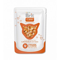 Brit care пауч для кошек с курицей и сыром 80г , Брит