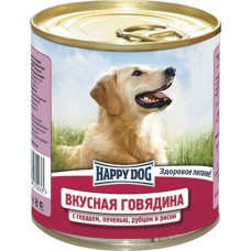 Happy dog банка с говядиной сердцем печенью рубцом и рисом 750 г