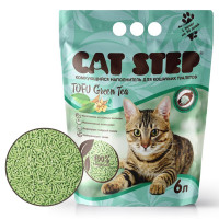 Cat Step Tofu Geen Tea 6л, растительный комкующийся , Кет степ наполнитель для кошек