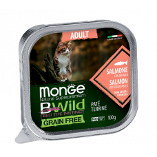 Monge Cat Bwild Grain free консервы из лосося с овощами для кошек 100г