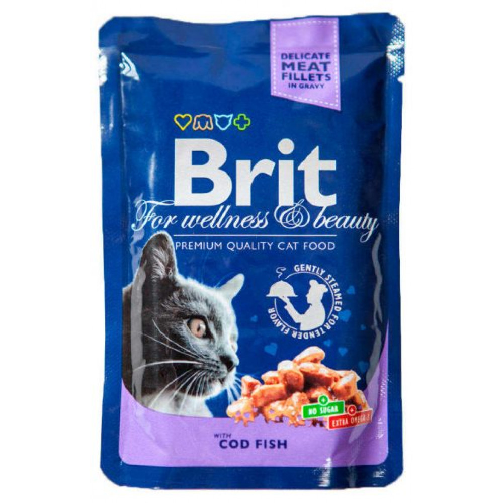 Купить корм брит для кошек. Корм для кошек Brit Premium. Brit Premium для кошек 100г. Влажный корм Brit Premium для кошек треска в соусе, 85 г. Паучи для кошек кусочки в соусе 85 гр, 14 шт, Brit Premium лосось и форель.