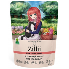 ZILLII Sterilized/Light Cat Veal влажные(пауч) для кошек 85г Телятина в соусе