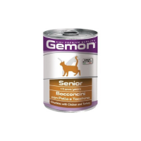 Gemon Cat консервы для пожилых кошек кусочки курицы с индейкой 415 г