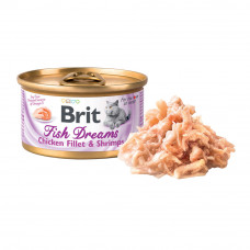 Brit Dreams консервы для кошек с куринное филе/креветки 80 г , Брит