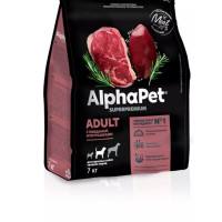 Alphapet Сухой полнорационный корм с говядиной и потрошками для взрослых собак средних пород AlphaPet Superpremium 7 кг