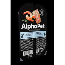 AlphaPet Superpremium для стерил/кошек   «Анчоусы и креветки мясные кусочки в соусе» 80г