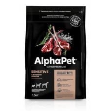 ALPHAPET Superpremium для взрослых собак мелких пород с чувствительным пищеварением с ягненком и рисом 1.5 кг