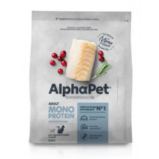 ALPHAPET Superpremium Monoprotein  для взрослых кошек с белой рыбой 400 г