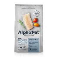 ALPHAPET Superpremium Monoprotein сухой корм для взрослых собак средних и крупных пород с белой рыбой 2 кг