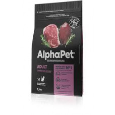 ALPHAPET Superpremium с говядиной и печенью для взрослых кошек и котов 1.5 кг