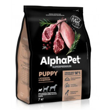 ALPHAPET Superpremium с ягненком и индейкой для щенков, беременных и кормящих собак мелких пород 7 кг