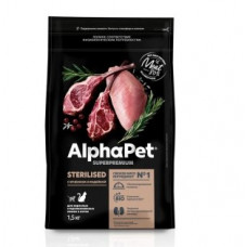 ALPHAPET Superpremium с ягненком и индейкой для взрослых стерилизованных кошек и котов 1.5 кг