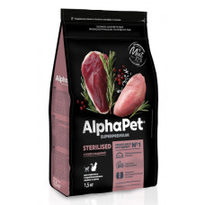 ALPHAPET Superpremium Sterilised для стерилизованных кошек и котов с уткой и индейкой 1.5 кг