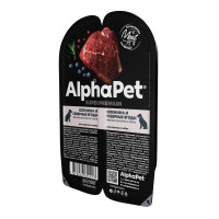 AlphaPet Влажный полнорационный корм для взрослых собак с олениной и северными ягодами в соусе AlphaPet Superpremium «Оленина и северные ягоды мясные кусочки в соусе» 100г