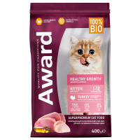 AWARD Healthy growth 400г для котят от 1 месяца, беременных и кормящих кошек с индейкой и курицей с добавлением рыбьего жира и семян льна