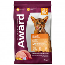 AWARD Urinary 1,5кг для взрослых кошек профилактика мочекаменной болезни из курицы с календулой и DL-метионином