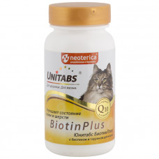 Unitabs BiotinPlus 120таб улучшает состояние кожи и шерсти с биотином и таурином для кошек  , Юнитаб