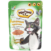 Мнямс пауч для кошек лакомые кусочки с уткой, кроликом и дичью 100г
