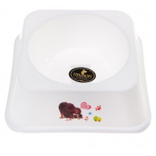 Миска БЕЛЛА-КВАДРО пищевой пластик белая 17,5*17,5см