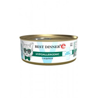 Best Dinner Vet Profi Hypoallergenic Влажный консервированный полнорационный диетический корм для котят и вхрослых кошек при пищевой аллергии или непереносимости С индейкой, 100 г
