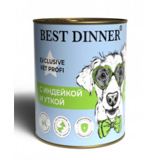 BEST DINNER Exclusive Hypoallergenic для собак при проблемах пищеварения с индейкой и уткой 340 г