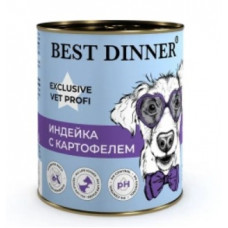 BEST DINNER Vet Profi Exclusive Urinary для взрослых собак и щенков при мочекаменной болезни с индейкой и картофелем 340 г