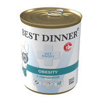 Best Dinner Vet Profi Obesity Влажный консервированный полнорационный диетический корм для снижения и контроля избыточной массы тела у взрослых собак С говядиной, 340 г
