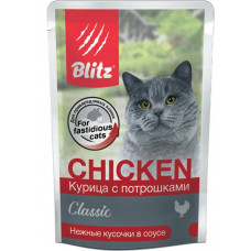 BLITZ Classic курица с потрошками кусочки в соусе 85 г