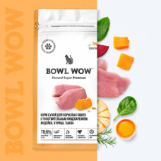 BOWL WOW для взрослых кошек с чувствительным пищеварением с индейкой, курицей и добавлением тыквы 400 г