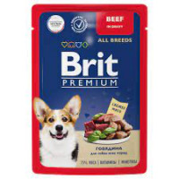 Brit Брит Брит Premium Пауч для взрослых собак всех пород говядина в соусе, 85 гр,